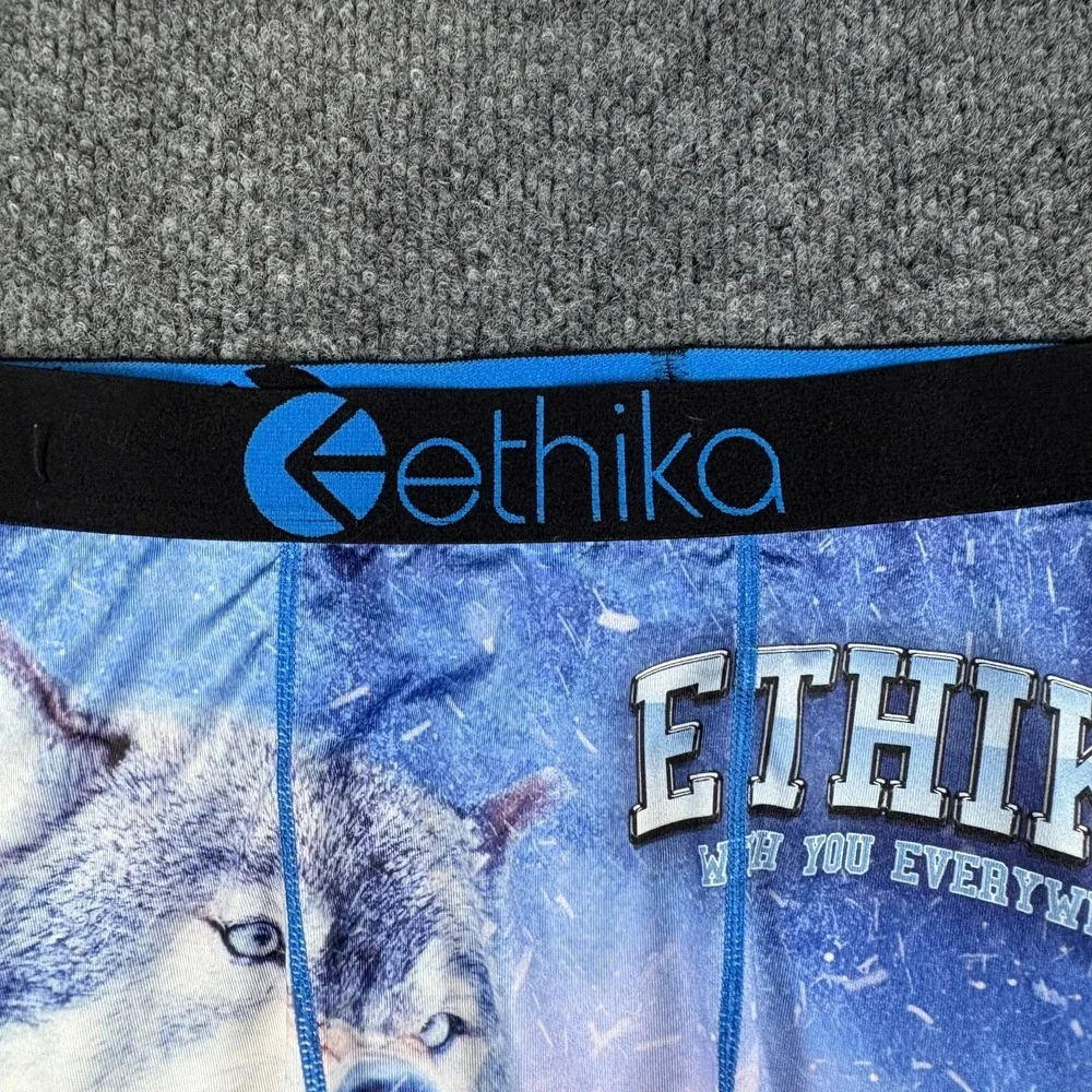 Ethika Staple Wolf Boxer Briefs Underwear Mens 28x8‎ Blue Graphic Print